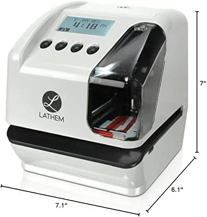 Lathem LT5000 Electronic Multi-Line Document Stamp, Clear/Gray | Operates as Document Stamp, Time Clock, or Numbering Machine