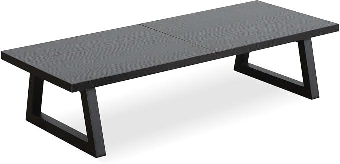 TEAMIX 24 inch Monitor Riser for Desk, Wood & Steel Computer/TV Stand Black | Laptop, PC, Printer Stand Riser, Holds 150lbs, Desktop Organizer, Keyboard Storage, for Office, Home, Gaming, Craft Space
