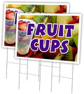 Fruit Cups 2 Pack of 24" x 36" Yard Sign & Stake | Advertise Your Business | Stake Included Image On Both Sides | Made in The USA