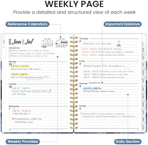 Planner 2026-2027, Jul 2026-Jun 2027 Academic Monthly & Weekly Planner | 8.5" x 11" Hardcover Pretty Calendar Planner for Women, Spiral Organizer for School Office Home Supplies, Distant Peaks