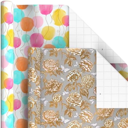 Hallmark Wrapping Paper Rolls for All Occasions (Birthday, Plaid, Flowers)