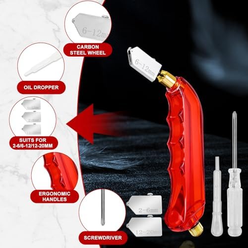 YOTINO Glass Cutters Tools 20PCS Glass Nippers Glass Running Pliers Breaking Pliers Oil Feed Glass Cutter Set for Stained Glass, Tiles, Mosaic Cutting with Cut Resistant Gloves Leather Zipper Bag