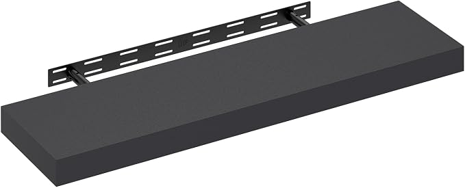 Furinno Tanna Floating Shelves for Wall, 9 x 35 Wall Shelf, Single Set Wall Mounted Floating Shelf with Invisible Bracket, 2-Inch Thick, for Bathroom, Living Room, Bedroom, Home Office, Americano