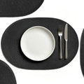 AHHFSMEI Placemats Set of 4 for Dining Table Washable Woven Non-Slip 18x12 inches Placemat Heat-Resistant Durable Table Mats for Dining Table Easy to Clean (Oval Black, 4)