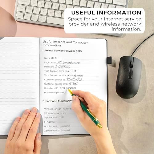 Clever Fox Password Book with Alphabetical Tabs, 7"x10" Keeper Black