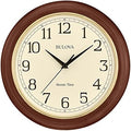 Bulova Atomic Time 2 Analog Wall Clock C5004 | 12.4" Wooden Frame, Sets Time Automatically | Quartz Movement | Battery Operated | Classic Design