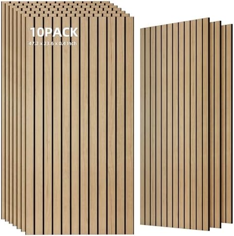 TO-TH Soundproof Panels Decorative Noise Absorbing Wall Panel 10 Pack, Teak