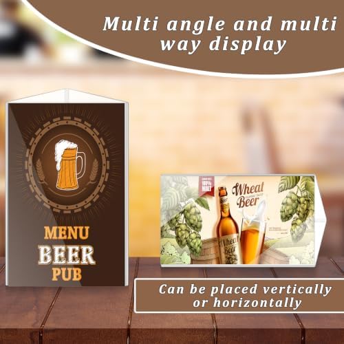 8 Pack 3 Side Table Tent Sign Holder Acrylic, 4 x 6 Inch