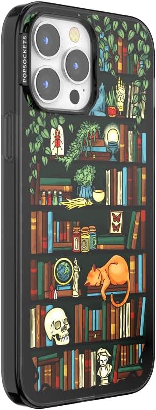 PopSockets iPhone 13 Pro Max Phone Case with MagSafe, Wireless Charging Compatible, Bookish - Storied Shelves