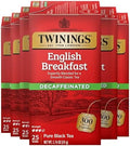 Twinings Decaffeinated English Breakfast Black Tea Bags 25 CT Box (6 Pack)