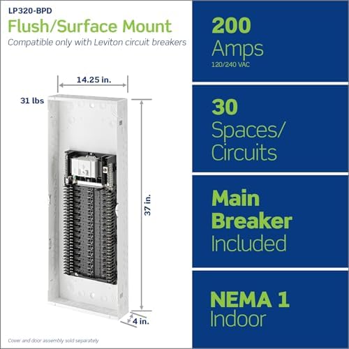 Leviton 30 Space, 30 Circuit Indoor Load Center with 200 Amp Main Circuit Breaker, LP320-BPD