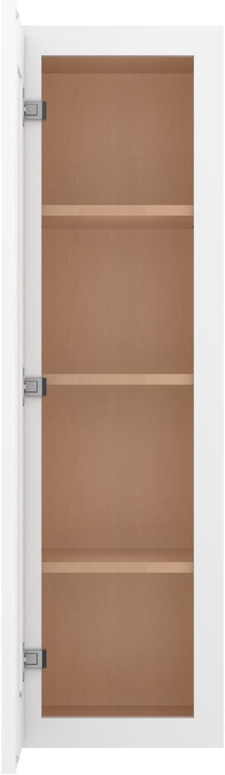 Furinno Shaker 4-Tier Wall Kitchen Cabinet, 1-Door, White | 12 D x 12 W x 42 H, Adjustable Hinges, Soft-Close Shaker-Style Door, Ready to Assemble, Plywood, for Pantry, Dining Room