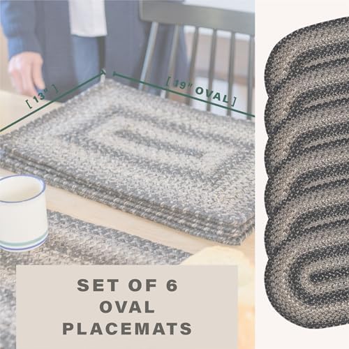 Homespice Flint Hill Jute Braided Placemats, Oval 13x19 Set of 6