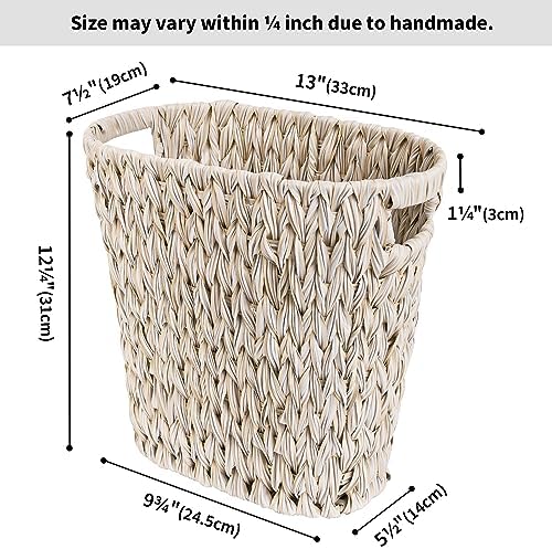 GRANNY SAYS Wicker Trash Can, Wicker Waste Basket for Bathroom, Butter Milk