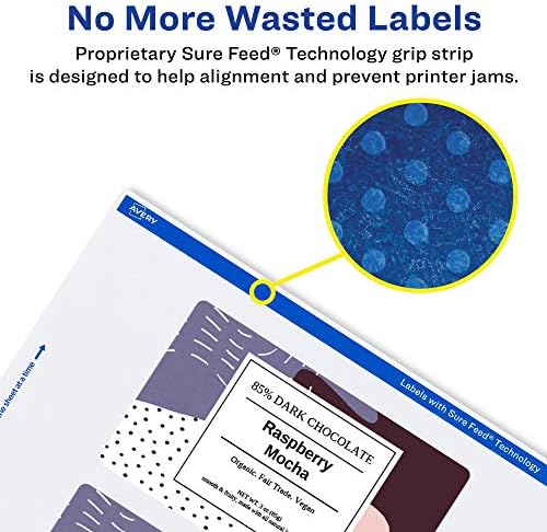 Avery® Printable Durable White Rectangle Labels, Sure Feed® Technology, 2" x 5", Print-to-the-Edge, Waterproof Labels, Laser & Pigment-Based Inkjet Compatible, 100 Total