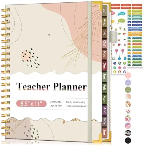 Teacher Planner 2026-2027, July 2026 - June 2027, Academic Weekly & Monthly Calendar Planner with Tabs, 8.5" x 11" A4 Teacher Lesson Plan Book with 7 Periods, Daily Agenda School Organizer for Teacher Student Homeschool, Bohemia