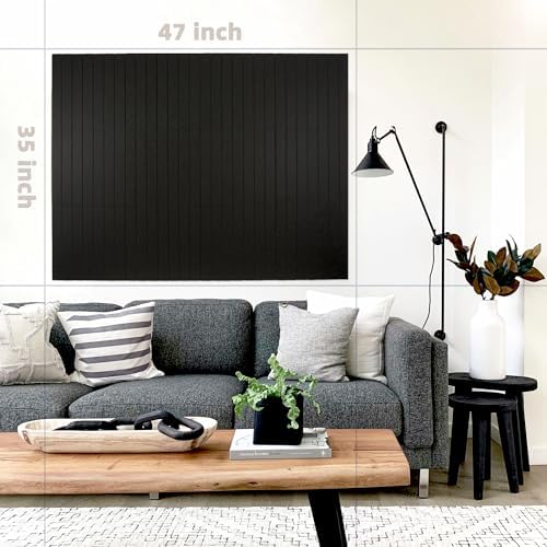 Cork Board Alternative-Felt Slat Wall Paneling,Office Bulletin Board for Decoration, Suitable for Displaying Photos and Documents, with Removable Adhesive Labels,12-Pack (Black)