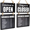 Excello Global Products Business Hours Hanging Chalkboard Black Welcome Chalk Boards for Restaurant Door Sign (Double Sided Open/Closed) Hangable & Decorative (Black)