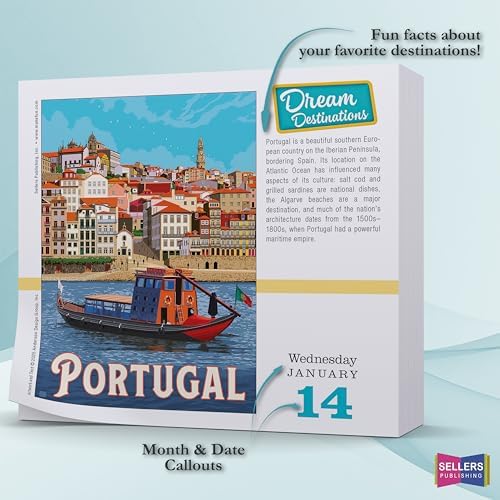 Dream Destinations 2026 Daily Desk Calendar: Page-a-Day Travel Calendar with Illustrated National Parks & World Treasures – Day-to-Day Desktop Calendar for Home or Office