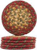 Homespice Cider Barn Braided Coasters for Rustic Decor, Round 4" Set of 6