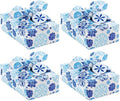 Hallmark 26" Reusable Christmas Gift Wrap (1 Fabric Wrap: Blue Snowflakes on Natural Cotton) for Holiday Parties, Hanukkah, Winter Weddings (Pack of 4)