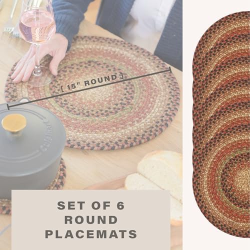 Homespice Gingerbread Jute Braided Placemats, Round 15" Set of 6