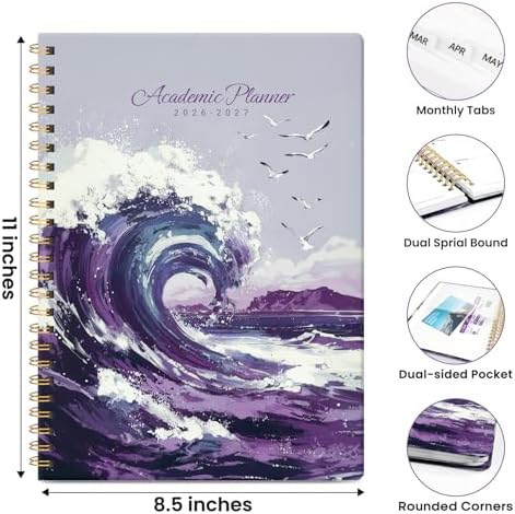 Large Planner 2026-2027, A4 (8.5" x 11") Hardcover Weekly & Monthly Planner July 2026 - June 2027 with Monthly Tabs, Academic Planner for School, Work and Office, Violet Surge