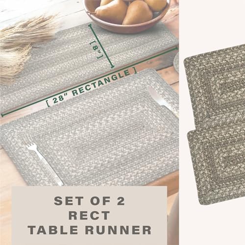Homespice Grey Cloud Jute Braided Table Runner, Rect 8x28 Set of 2
