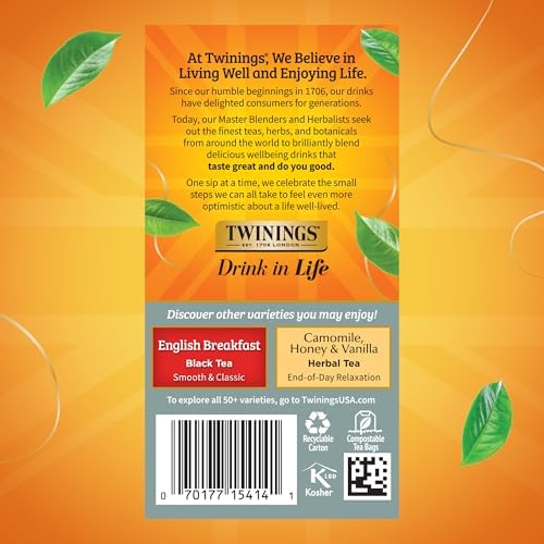 Twinings Prince of Wales Black Caffeinated Tea Bags, 20 CT Box (6 Pack)