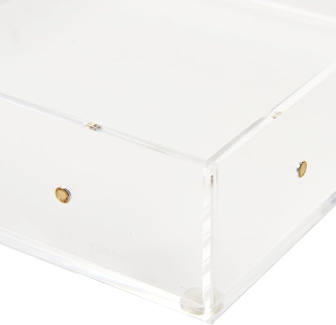 Russell+Hazel Large Acrylic Desk Drawer Organizer, Clear, 6"x6" | Keeps notepads & supplies neat on a desk or in a drawer. Clear acrylic with polished edges, a gold magnet & non-slip feet.