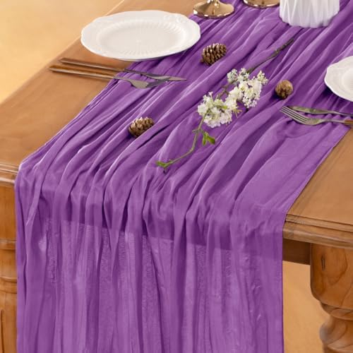 Purple Cheesecloth Table Runner Fall Boho Wedding Birthday Home Decor