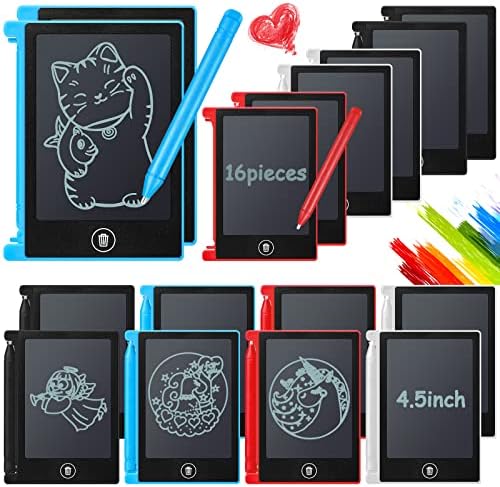 Nezyo 16 Pack 4.5 Inch Mini LCD Writing Tablet for Kids,Mix Colors