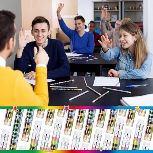 Tenceur 100 Pcs Student of The Month Pencils with Erasers Bulk 7.3 Inches Student Incentives Recognition Education Award Prize for Teacher School Classroom Reward Supplies