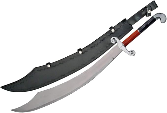 SZCO Scimitar Sword with Sheath – 37" Stainless Steel Arabian Sword for Adults with Pakkawood Handle, Silver Guard, and Sheath for Collectors, Cosplay & Display