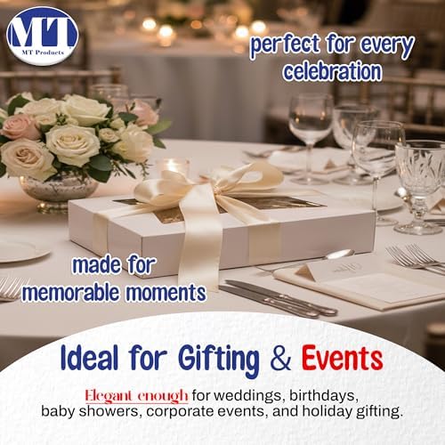 MT Products 12" x 8" x 2.25" White Bakery Boxes with Window (5 Pack) - Auto Pop-Up Paperboard Treat Boxes for Chocolate Covered Strawberries, Cookies, Donuts & Pastries - Made in USA