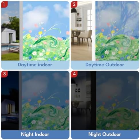 ADD.HERES Stained Glass Window Film, Window Film Decorative, 17.5 x 78.7 in