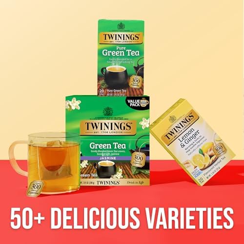 Twinings Green Tea with Jasmine, Caffeinated, Tea Bags, 100 CT Box (1 Pack)