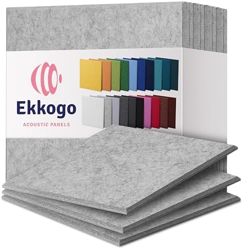Acoustic Panels 12-Pack Soundproof Wall Panels 12"X12"X0.4" Sound Panels High Density Sound Dampening Panels - [Light Gray Square]