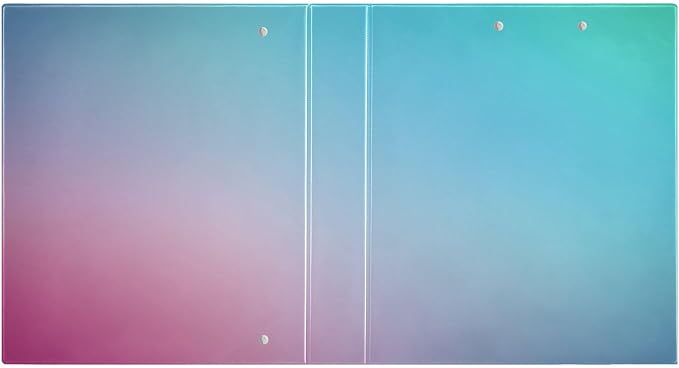 3 Ringed Binder 1 and A Half Inch Notebook Binders with Pockets 1/2 Pack School Binder Hardcover Teal Gradient Blue Pink Colored Blurred