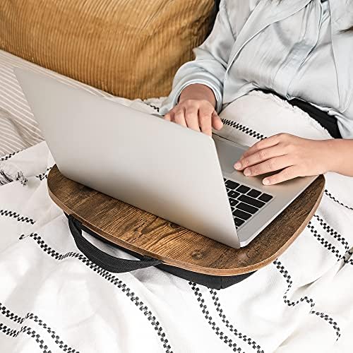 SONGMICS Lap Desk, Bed Tray, Laptop Table with Carry Handle, Cushion