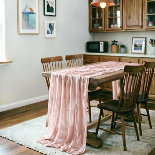Pink Cheesecloth Table Runner Fall Boho Wedding Birthday Home Decor