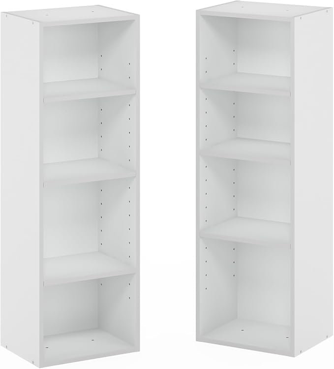 Furinno PASIR Book Shelf, 8-Tier Bookshelf, Bookcase with Open Shelf, 9.3 x 11.8 x 70.9, for Living Room, Bedroom, Home Office, White