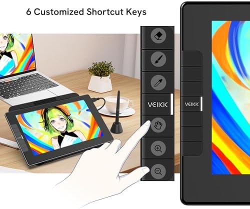 VEIKK VK1200 11.6 inch Drawing Tablet with Screen, 8192 Levels Pressure Battery-Free Pen, Tilt Function, 6 Shortcut Keys, for Artists, Students, and Beginners