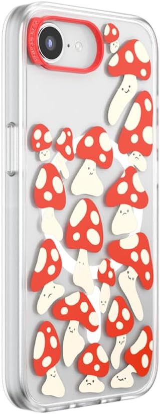 PopSockets iPhone 16E Case Compatible with MagSafe, Phone Case for iPhone 16E, Wireless Charging Compatible, Case Only - Red Shrooms