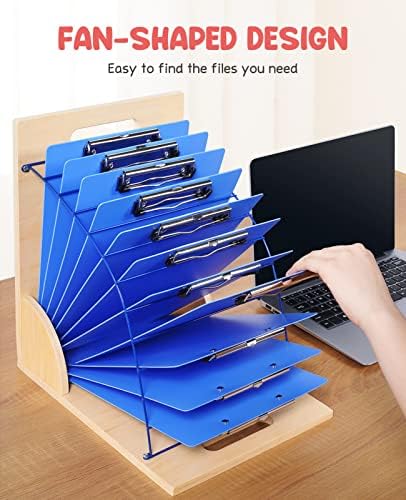 GAMENOTE 2 Pack Clipboard Holder Stand, Wood and Metal Rack for Classroom