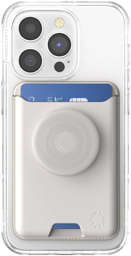PopSockets Phone Wallet for MagSafe with Grip- Horchata | PopWallet, Holds 3 Cards, Magnetic, Removable, Secure, White, Electronic Accessories, For iPad/Kindle/iPhone/Android