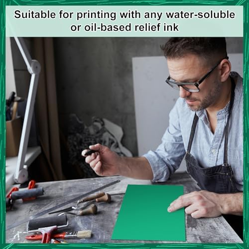 Yeaqee 8 Pcs 9 x 12 Inch Linoleum Blocks for Printmaking, Green