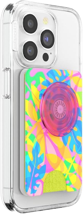 PopSockets Phone Wallet for MagSafe with Grip- Boca Palm | PopWallet, Holds 3 Cards, Magnetic, Removable, Secure, Rainbow, Colorful, Girly, Women