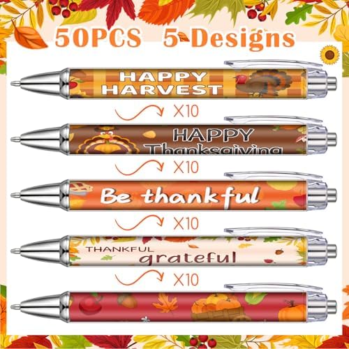 Sayglossy 50 Pcs Fall Thanksgiving Pens Bulk Party Favors Desk Accessories