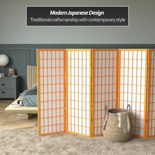 4 ft. Short Window Pane Shoji Screen - Honey - 5 Panels